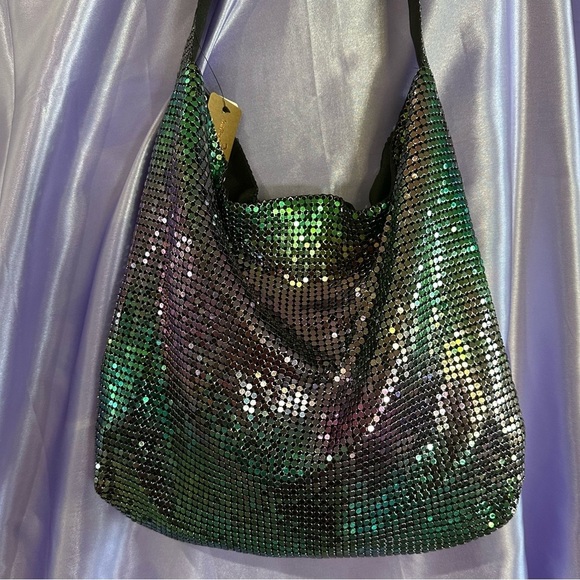 Iridescent Holographic Mesh Shoulder Bag | Y2K Rave Disco Festival Purse NWT - Picture 3 of 16